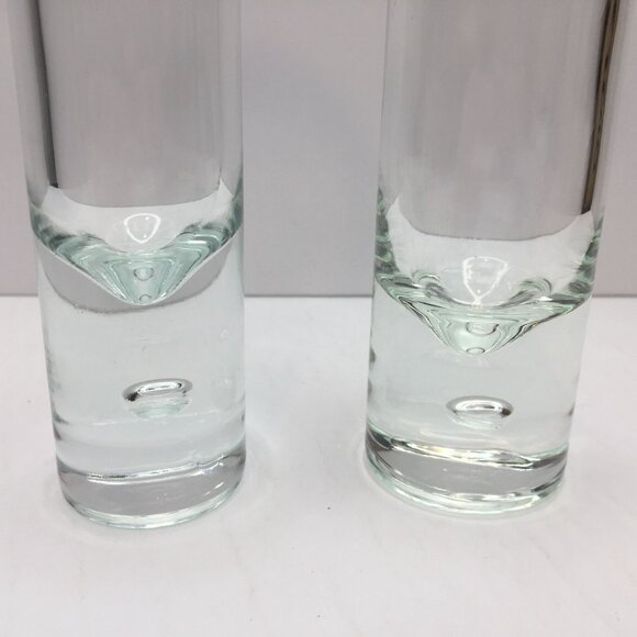 Vintage Set of 2 Clear Glass Bud Vases Flared Bubble Base 8" 10" Home Decor - Picture 2 of 16
